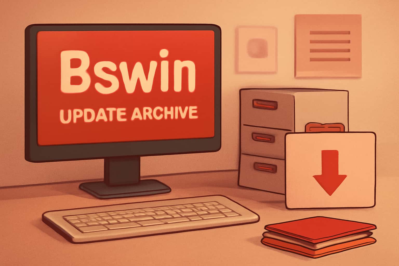 An informational display about Bswin Update Archive featuring the title prominently.