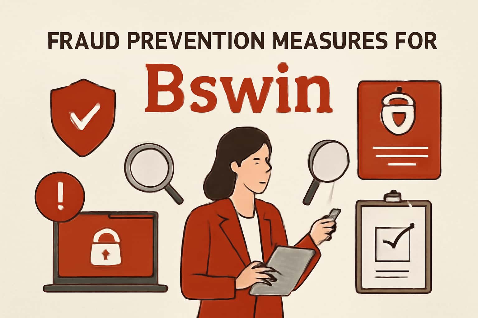 An informative visual representation of Fraud Prevention Measures for Bswin, emphasizing user account security.