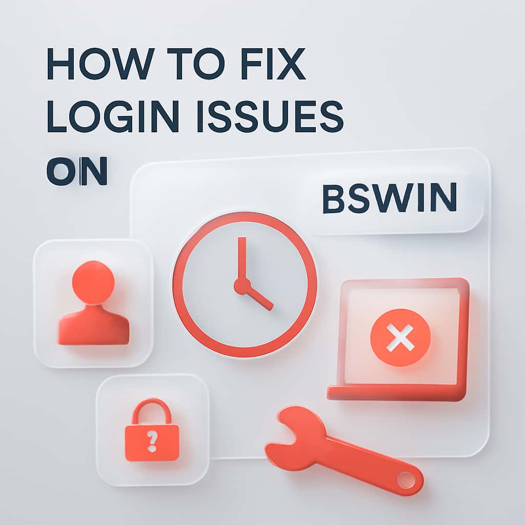 An educational illustration detailing common solutions for login issues on Bswin.